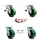 Service Caster 5 Inch Green Poly on Steel Caster Set with Roller Bearings 2 Brake 2 Swivel Lock SCC-TTL30S520-PUR-GB-2-BSL-2 - alternate 5